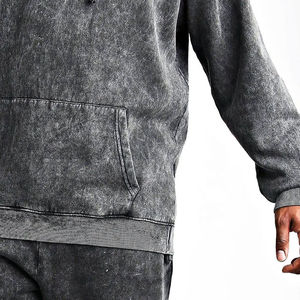 2025 New Fashion 100% Cotton Mens Sport Acid Wash Track suit Hip Hop Winter Acid Wash Tracksuit For Men's Tracksuit - Product Image 6