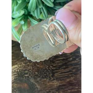 Kingman Turquoise <b>Sterling</b> <b>Silver</b> <b>Adjustable</b> <b>Ring</b> Size 7-Handmade Boho Bezel Set Jewelry - Product Image 5