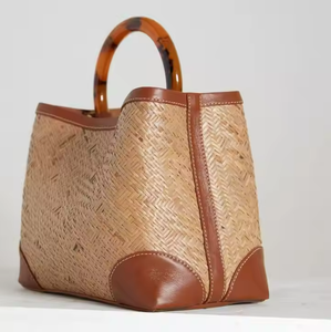 Rattan Bag Leather Trendy Summer Women Straw Boho Bohemian Bag <b>Gift</b> For Her <b>Beach</b> Crossbody Bag Bali Purse - Product Image 3