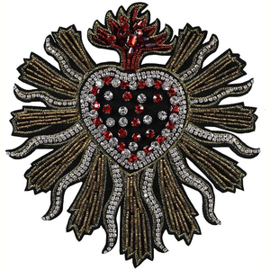 Parches de diseño de diamantes de imitación de corazón de cristal con cuentas hechas a mano, insignia para coser, apliques, ropa decorada, accesorios de costura - Product Image 1