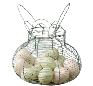Support de stockage d'œufs au design élégant avec poignée en bois Panier à œufs de poulet en métal Stockage de légumes et de fruits pour la cuisine à domicile - Product Image 2