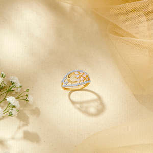 Bague ouverte en alliage plaqué or Cosmo Charm pour femmes, bijoux tendance avec incrustation de chiffres - Product Image 1