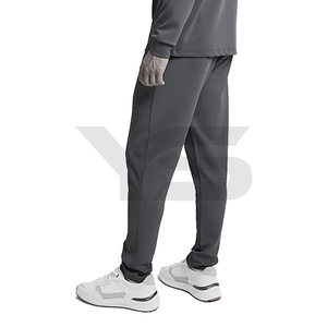 Venta al por mayor precio de fábrica logotipo personalizado 80% CVC mezcla de algodón cintura elástica cordón casual esencial pantalones de chándal para los hombres - Product Image 3