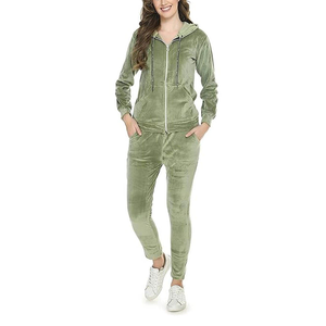 Stylish Ladies Plus Size <b>Velour</b> Tracksuit Cozy Hoodie With Slim Fit <b>Jogger</b> Pants Designed <b>Women</b> Comfortable Fashion Daily Wear - Product Image 1