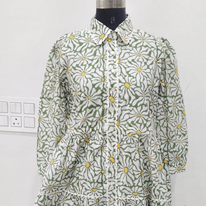 Vestido de algodón de verano de diseño de lujo Casual Block Bird Print con cintura natural Estilo dulce a precio mayorista - Product Image 1