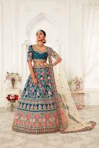 Deep Blue Zari Work Lehenga Choli Heavy bordado diseñador Dupatta lujo hecho a mano indio paquistaní boda fiesta nupcial - Product Image 3