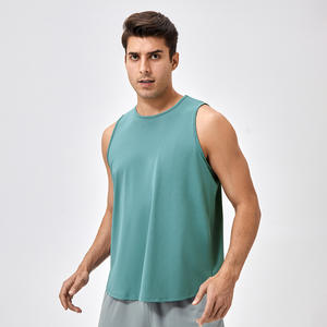 Alta calidad 90% poliéster 10% Spandex secado rápido elástico correr entrenamiento camiseta sin mangas Fitness entrenamiento gimnasio Camisa sin mangas para hombres - Product Image 1