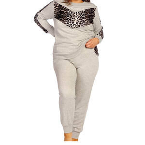 Ensemble de vêtements de détente à imprimé léopard pour femmes de grande taille deux pièces survêtement décontracté avec pantalon de jogging imprimé vêtements de gros OEM - Product Image 2