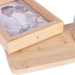 Cornice campana LED in legno di vetro rosa