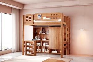 Lit superposé en acajou de luxe, mobilier moderne pour chambre à coucher - Product Image 4