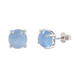 Meilleure vente de boucles d'oreilles de haute qualité en argent sterling 925 calcédoine bleue pierre précieuse boucle d'oreille bijoux de mode boucle d'oreille pour les femmes - Product Image 1