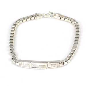925 Sterling Silver Bracelet with Greek Motifs Rhodium Plated Diamond Pearl Set 18K Gold Rose Gold Religious Style <b>Charm</b> <b>Bangles</b> - Product Image 3