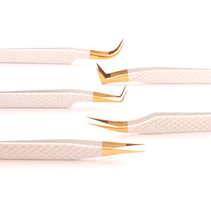 Pince à cils professionnelle à pointe dépoussiérée en diamant en acier inoxydable nouveauté Grippin lisse poignée antidérapante marque privée - Product Image 6