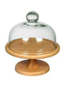 Support à gâteau en bois unique avec dôme en verre, idéal pour présenter des gâteaux, des desserts et des pâtisseries faits maison - Product Image 5