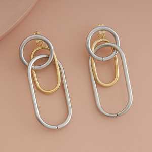 Trendy Bohemia Drop Earrings 183950 Geometric Gold Plated Zinc Alloy Copper and Brass with Pearl and Diamond for Parties - Product Image 2
