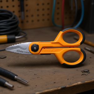 Tijeras de electricista con microdentado, cuchillas de acero inoxidable, cortacables con avellanador y crimpadora de terminales - Product Image 3