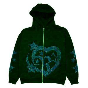 Sudaderas Personalizadas para Hombre, 500GSM, 100% Algodón Francés, Corte Regular, Resistentes al Viento, con Pedrería, Impresión Serigrafiada, Lavado Ácido - Product Image 5