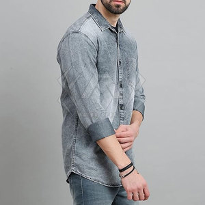 Mặc giản dị người đàn ông jeans áo sơ mi tùy chỉnh kích thước người đàn ông jeans áo sơ mi chất lượng cao người đàn ông jeans áo sơ mi - Product Image 4