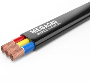 MEGACAB Heavy Duty 3 Core Fil de cuivre 6 Sqmm Submersible Câble plat PVC Isolation pour pompes Moteurs Conducteur échoué pour l'alimentation - Product Image 1