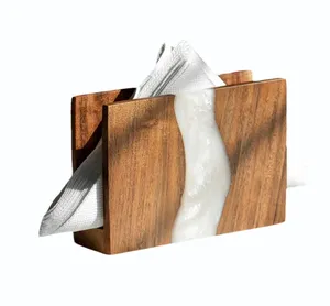 Handmade Wooden <b>Resin</b> Tissue Box Holder Decorative <b>Table</b> <b>Top</b> Organizer <b>for</b> Home Office and Hotel Use Model Pattern Best Price - Product Image 2