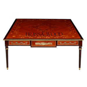 Juego de Mesa Consola Clásica de Madera de Lujo con Incrustaciones de Latón - Product Image 2