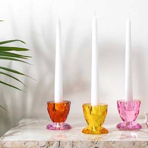 Set de bougies en acrylique multicolore Piédestal Bougeoir conique élégant pour décorations festives - Product Image 1