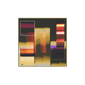 Black Polyester Twill Square Scarf with Geometric Pattern - Product Image 1