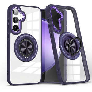 เคส Samsung Galaxy S25 2025 Samsung Galaxy S24 2024 แบบวงแหวนแม่เหล็กพร้อมขาตั้งหมุนได้ สีม่วง - Product Image 1