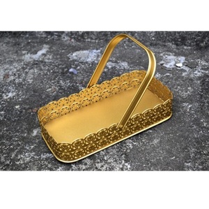 Ensemble de 2 bols en métal pour la maison, paniers à collation pour le salon, panier cadeau en métal avec poignées - Product Image 3