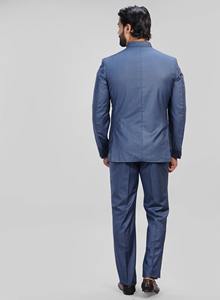 Premium hommes simple boutonnage Polyester Viscose événement d'affaires costume respirant longue fête professionnelle marié porter La Scoot Style - Product Image 3