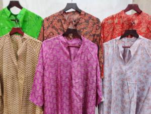 Handmade Silk Night Dress for Women Easy to Wear Comfortable Clothing Latest Trendy Design <b>Stand</b> Collar t Shirt V-Neck Dress - Product Image 4