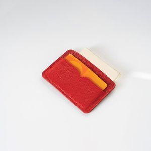 Porte-cartes en cuir véritable INDEX, rouge, minimaliste, étui pour cartes de crédit, portefeuille fin pour homme, usage professionnel - Product Image 5