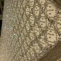 Tissu de Dentelle Brodée à la Main Luxueuse avec Perles pour Tops de Lehenga Traditionnels et Dupattas Matériau Designer pour Tenues Indiennes
