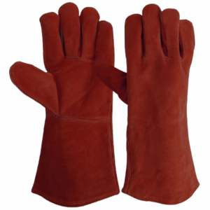 Guantes de soldadura de puño largo de cuero dividido de piel de vaca resistente más populares Protección de manos de seguridad industrial reflectante - Product Image 1