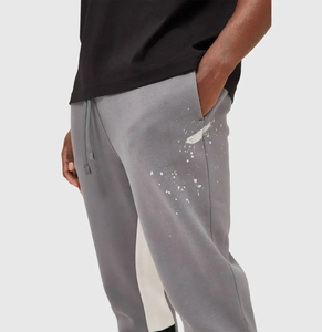 New High Quality Customized <b>Men's</b> Casual Flare Sweatpants Mid 100% Cotton <b>Drawstring</b> Closure Custom Logo Patchwork Design Jogger - Product Image 3