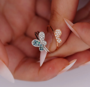 Bague plaquée en argent sterling 925 massif bague papillon diamant bleu naturel bague papillon détachable pour bijoux de mode pour femmes - Product Image 4