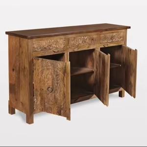 Commode ancienne traditionnelle en bois de manguier massif, armoire, buffet, meuble de rangement moderne de luxe, tiroir sculpté à la main, style fermier, bar à domicile - Product Image 5