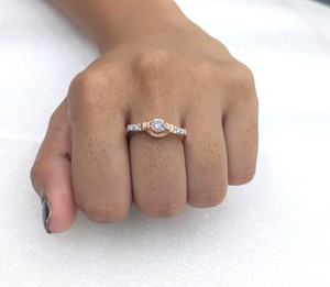 Anillo de boda clásico de lujo de oro blanco/rosa sólido de 10K/14K con corte redondo de 0,40 quilates para mujer, regalo de San Valentín - Product Image 5