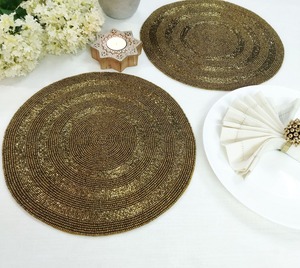 Buy <b>Christmas</b> Festive Made Beaded <b>Placemat</b> Multiple Colored Beads Home Decor Coaster Mat and Pads - Product Image 5