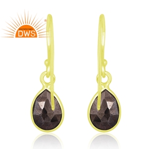 Latest Trending Sterling Silver 18K Gold Plated Natural Hematite Gemstone Dangle <b>Earring</b> Demi <b>Fine</b> Jewelry Manufacturer - Product Image 4