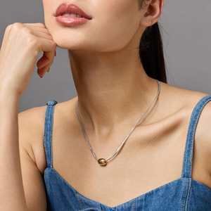 Collier vintage tendance 192592, chaînes en alliage à motifs géométriques (boules et chiffres) avec pierres principales en diamant et perle - Product Image 2