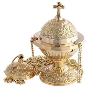 Thurible sacré pour l'usage en église, conçu pour les rituels de la sainte messe, encensoir religieux classique conçu comme brûleur d'encens - Product Image 2