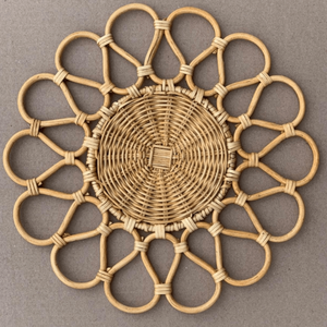 Hand Woven Natural Rattan Flower Plate Non-slip Decorative Kitchen Table <b>Mat</b> <b>Waterproof</b> Coaster Vietnam - Product Image 2