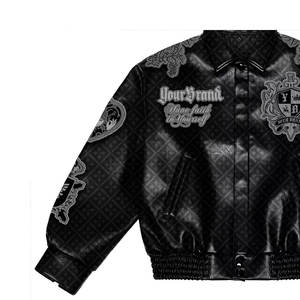 Veste de moto à la mode pour hommes, broderie en chenille personnalisée, veste universitaire en cuir véritable pour hommes, vente en gros et à chaud - Product Image 2