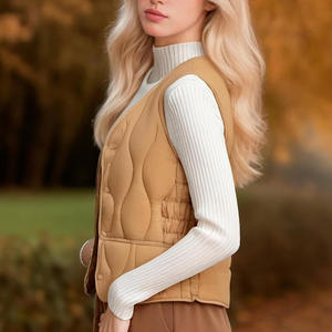 2025 moda mujer invierno a prueba de viento Puffer chaqueta sin mangas Slim Puffer chaleco para mujer - Product Image 1