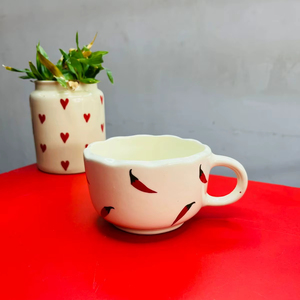 Tasse à café en céramique avec design piment rouge blanc et rouge parfait pour les amateurs de café thé micro-ondes coffre-fort maison bureau cadeau café - Product Image 1