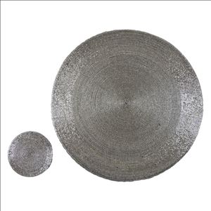 Dark Green Round Beaded <b>Place</b>-<b>Mat</b> Wedding Table Food Dish Accessories Coaster & Napkin Ring for <b>Mats</b> & Pads - Product Image 4