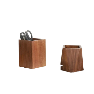 Porte-stylo de bureau en bois de noyer de luxe léger, boîte de rangement solide créative avec matériau papier, ornement de bureau - Product Image 4