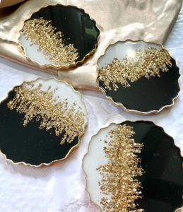 Juego de posavasos de resina hecho a mano para cuatro bebidas, posavasos redondeados personalizados para restaurante de hotel, vajilla y utensilios de cocina - Product Image 6