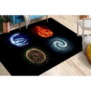 Tapis imprimé géométrique, décoration de bureau moderne, design élémentaire terrestre, cadeau personnalisé pour intérieur, tapis fin non tissé - Product Image 3